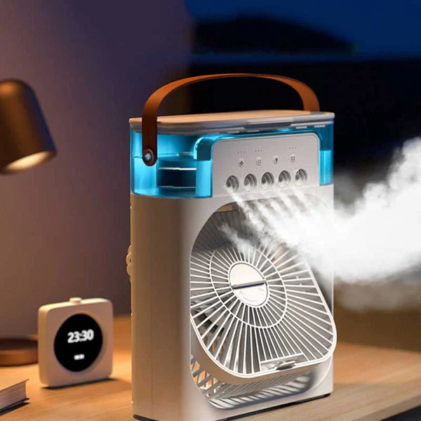 Mini Ventilateur 3-en-1 : Brume, Air Frais et Humidité